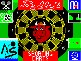 Bully's Sporting Darts title screen for ZX Spectrum